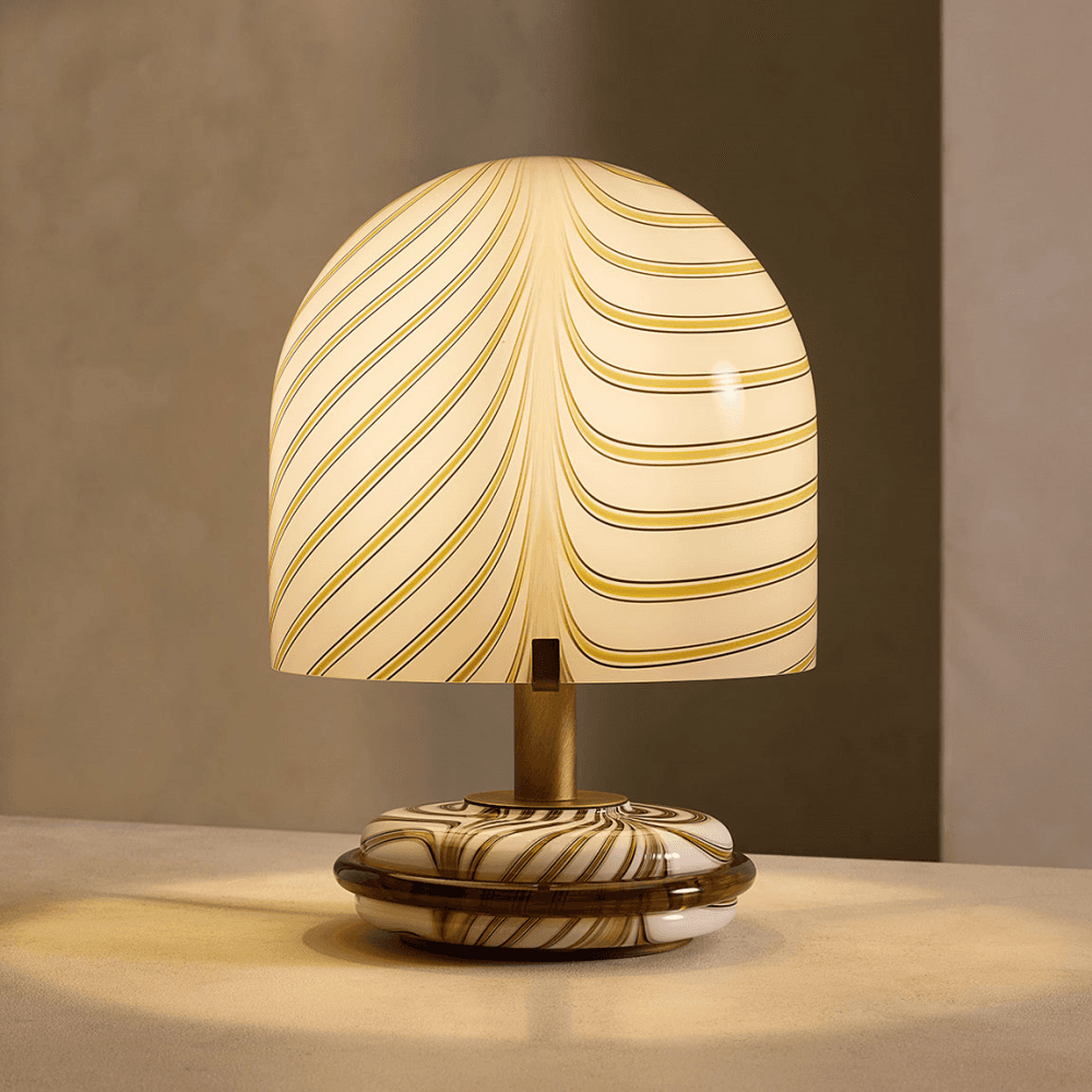 Francesco Table Lamp, Italian Murano Glass & Antique Brass