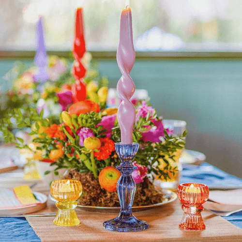 Image showing the Boho Glass Candle Holder, Navy product.