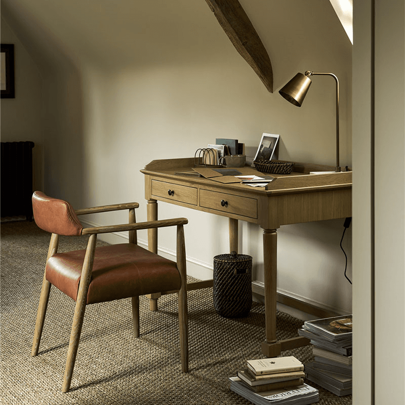 Rowden Leather Dining Chair, Ash Wood