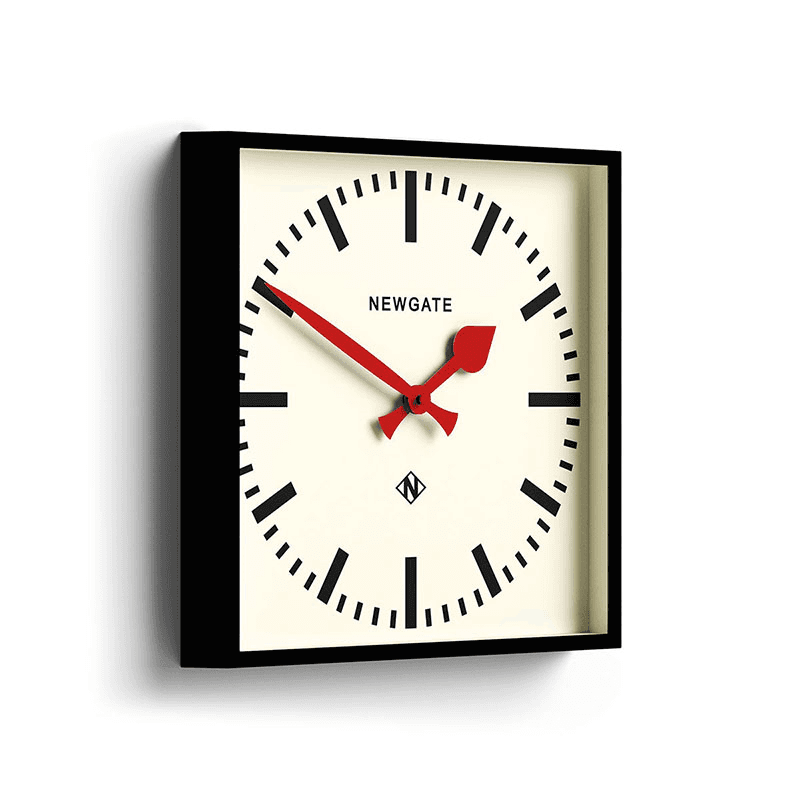 Number Five Wall Clock with Red Hands, Black