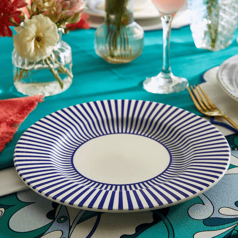 Stecatto Set of 4 Salad Plates, White and Blue