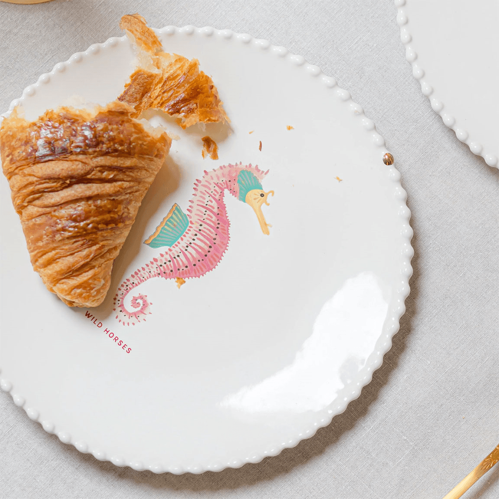 Seahorse Plate, Cream