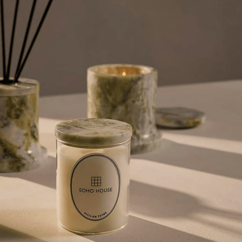 Sicilian Thyme & Apple Marble Candle, Jade