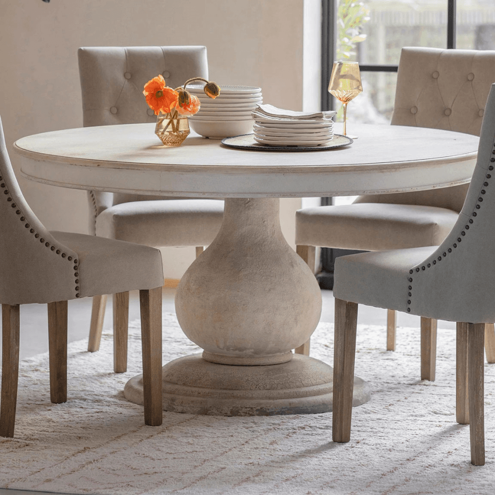 Upton Round Dining Table, Brown