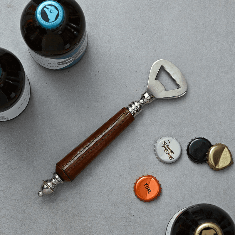 Bottle Opener, Tan Leather