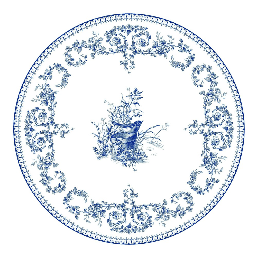 Les Dépareillées Bleu Oiseau Dinner plate, White/Blue