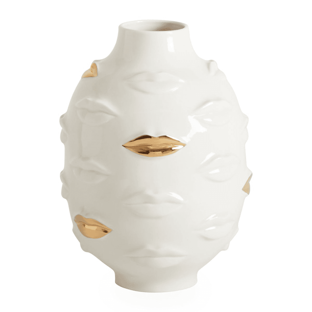 Gilded Gala Vase, White & Gold