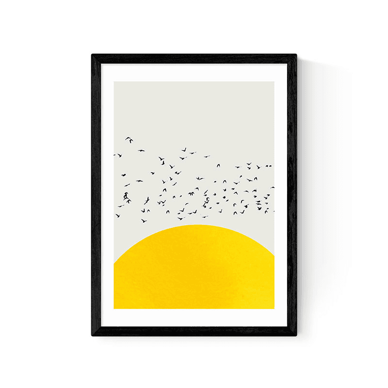Kubistika A Thousand Birds Print, Black Frame