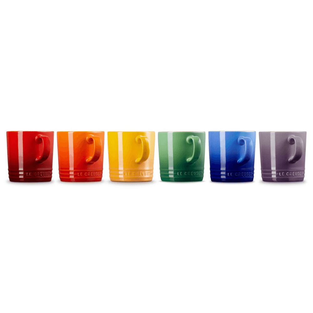 Stoneware Set of 6 mugs, Rainbow