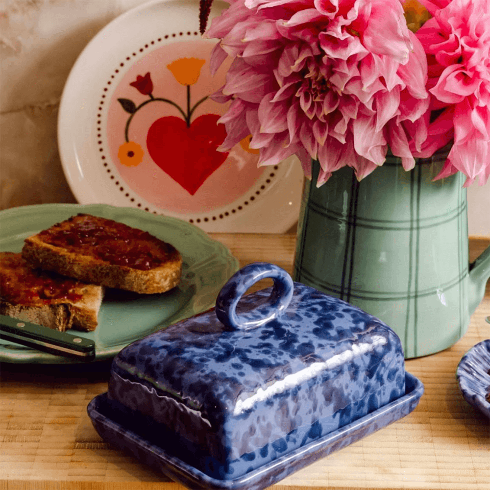 Italian Splatterware Butter Dish