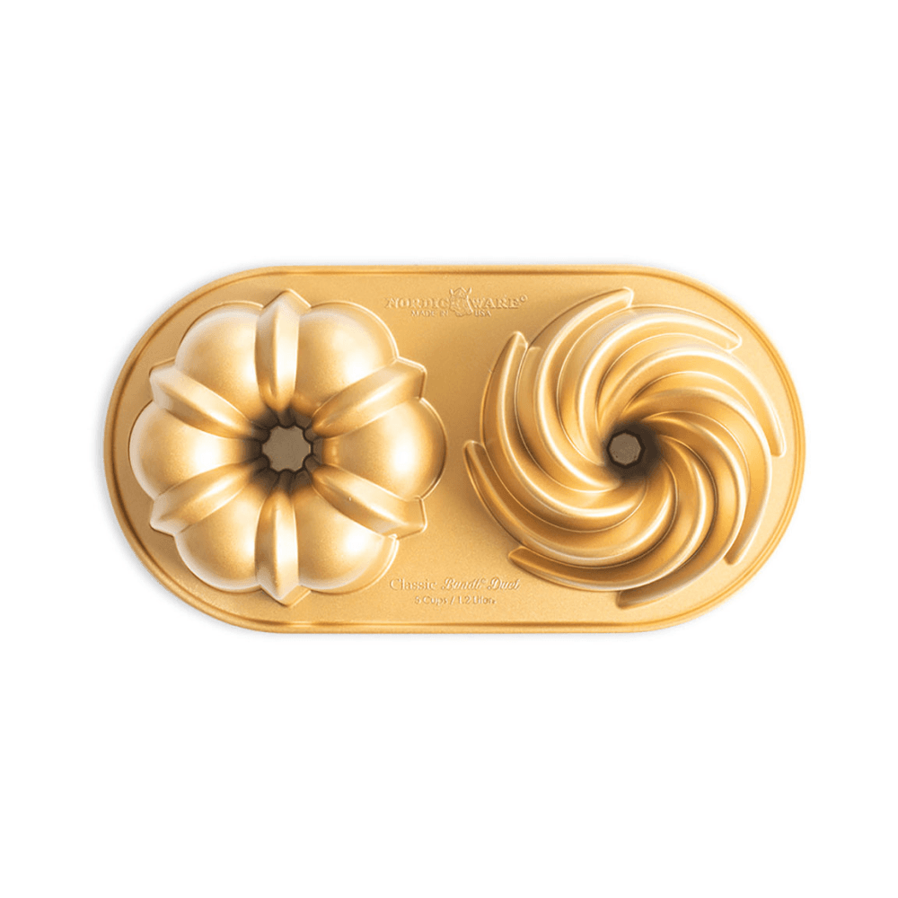 Premier Cast Classic Duet Bundt Pan, Gold