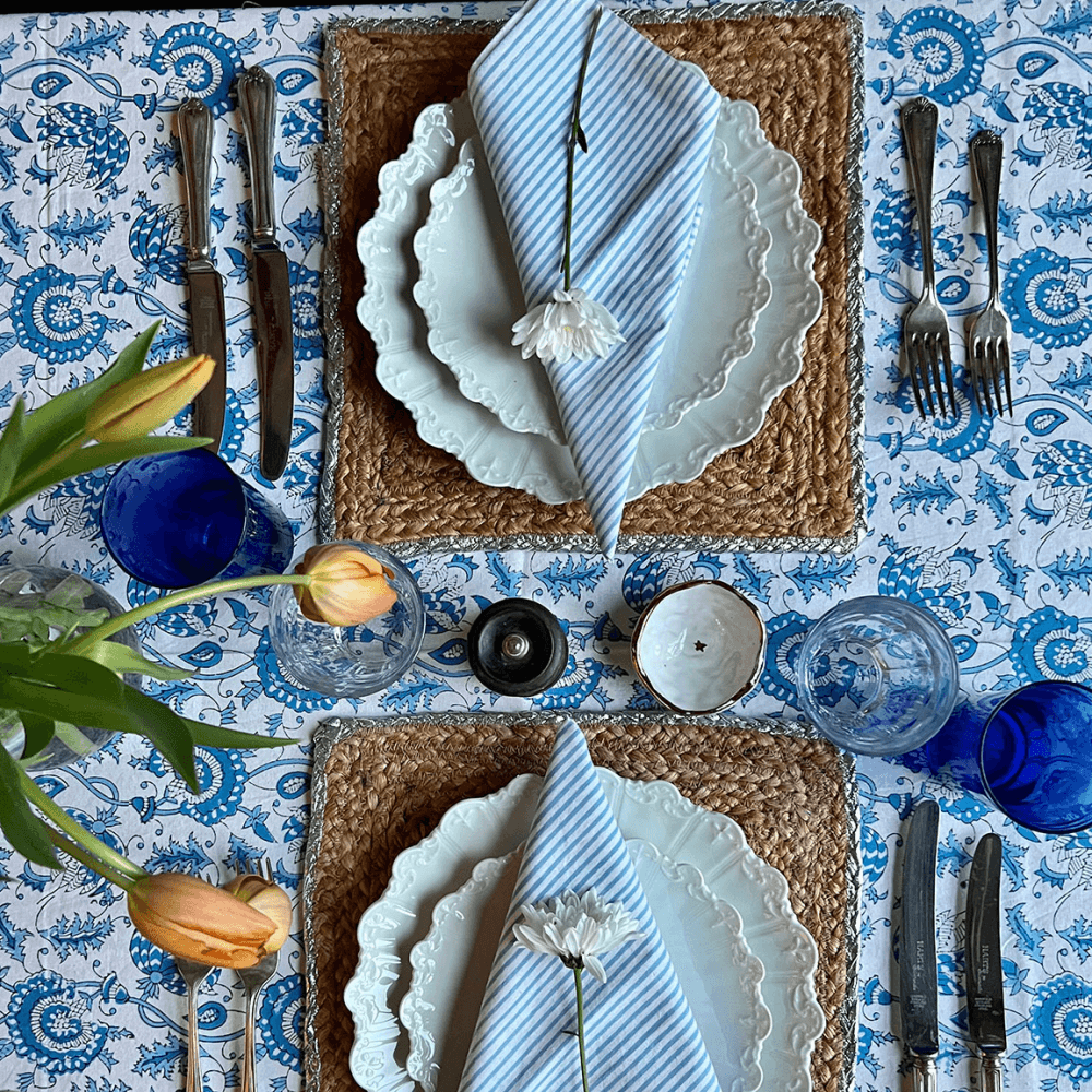 Suzani Tablecloth, Blue