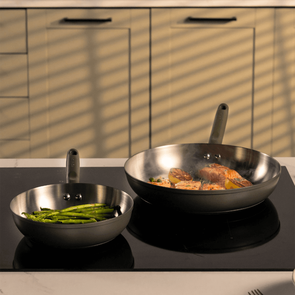Stainless Steel Set of 2 Non-Stick Frying Pans