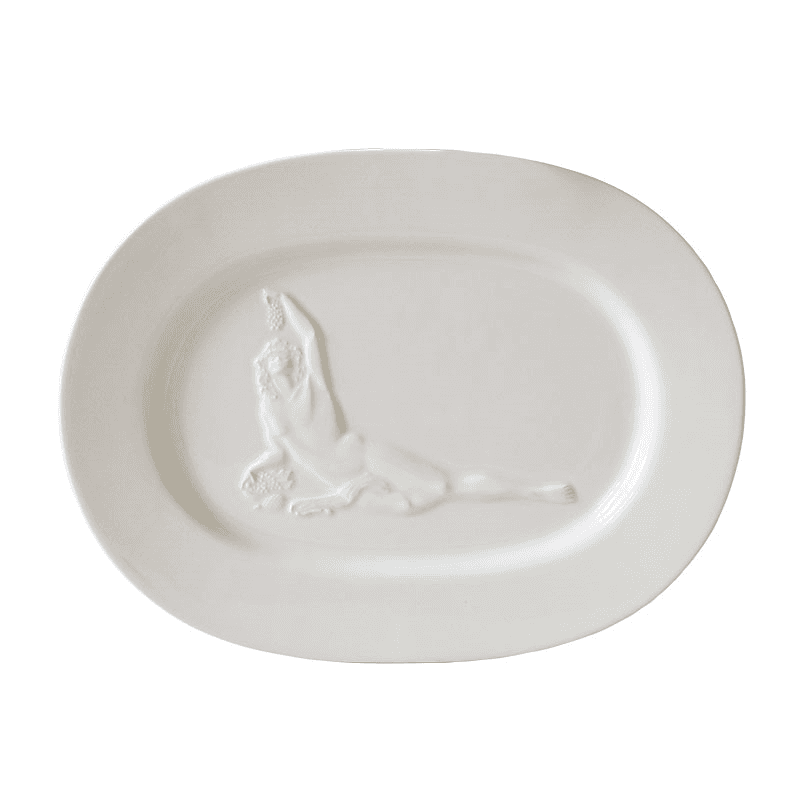 Bacchus Ceramic Serving Plate, White