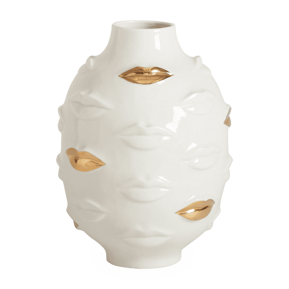 Gilded Gala Vase, White & Gold