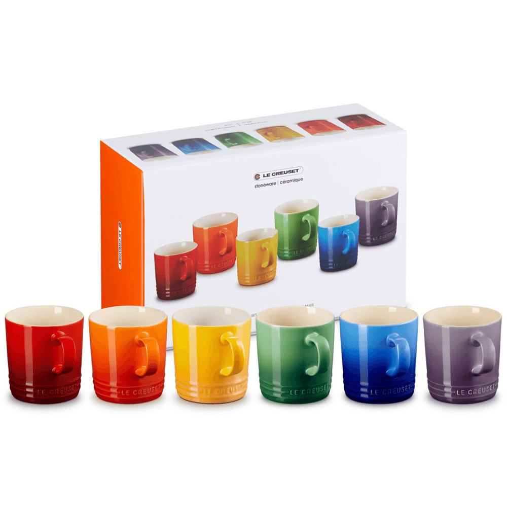 Stoneware Set of 6 mugs, Rainbow