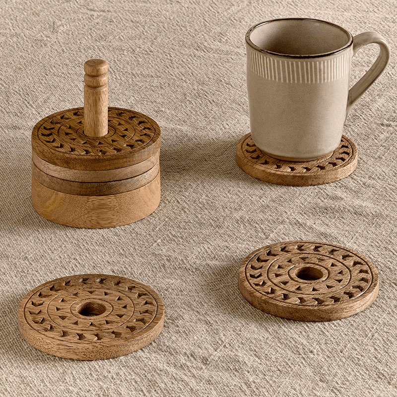 Anali Mango Wood Coasters, Natural