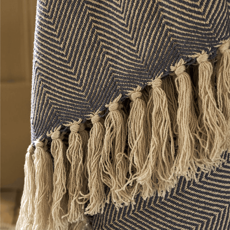AlvingtonHerringbone Throw, Steel Blue