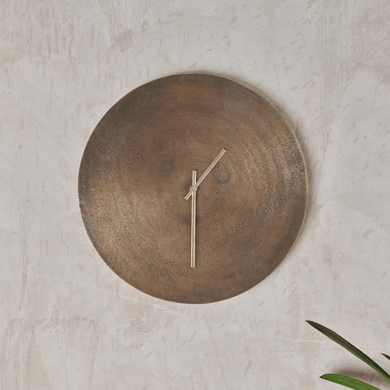 Okota Wall Hung Clock, Antique Brass