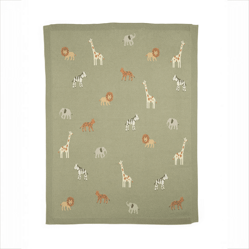 Safari Knitted Blanket, Sage