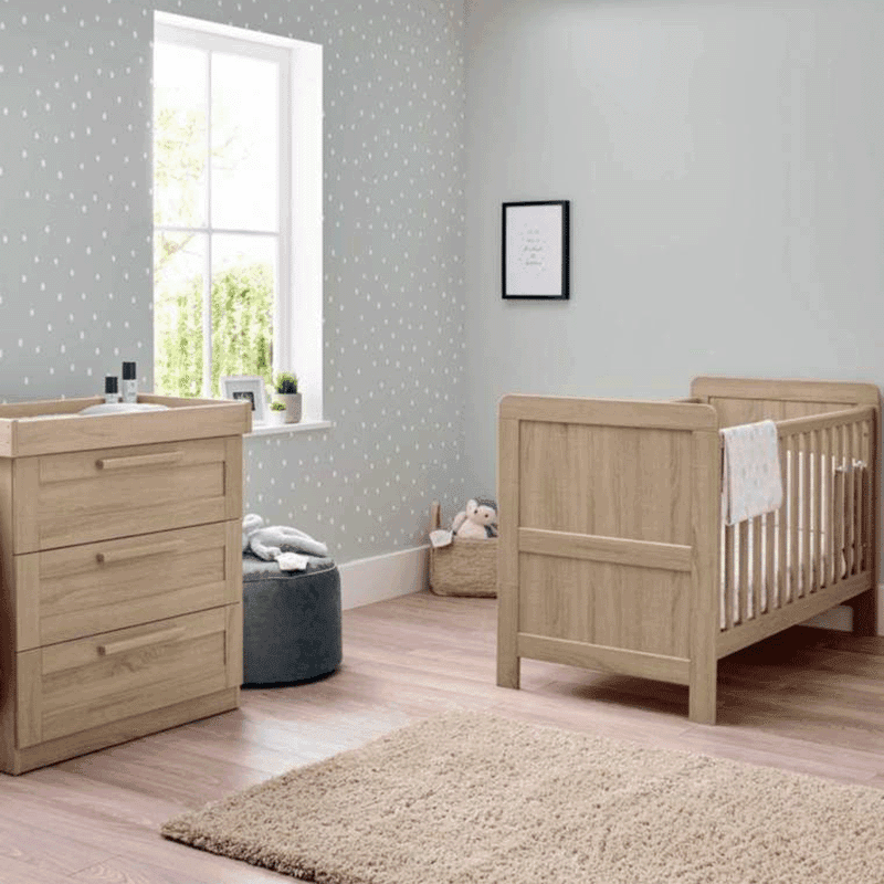 Atlas 2 Piece Nursery Furniture Set (excl. Mattress), Light Oak