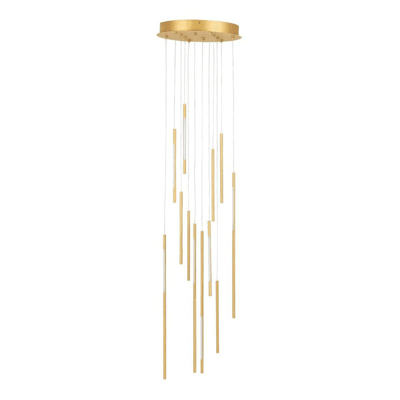 Saber Led 12 Light Cluster Pendant Chandelier, Gold