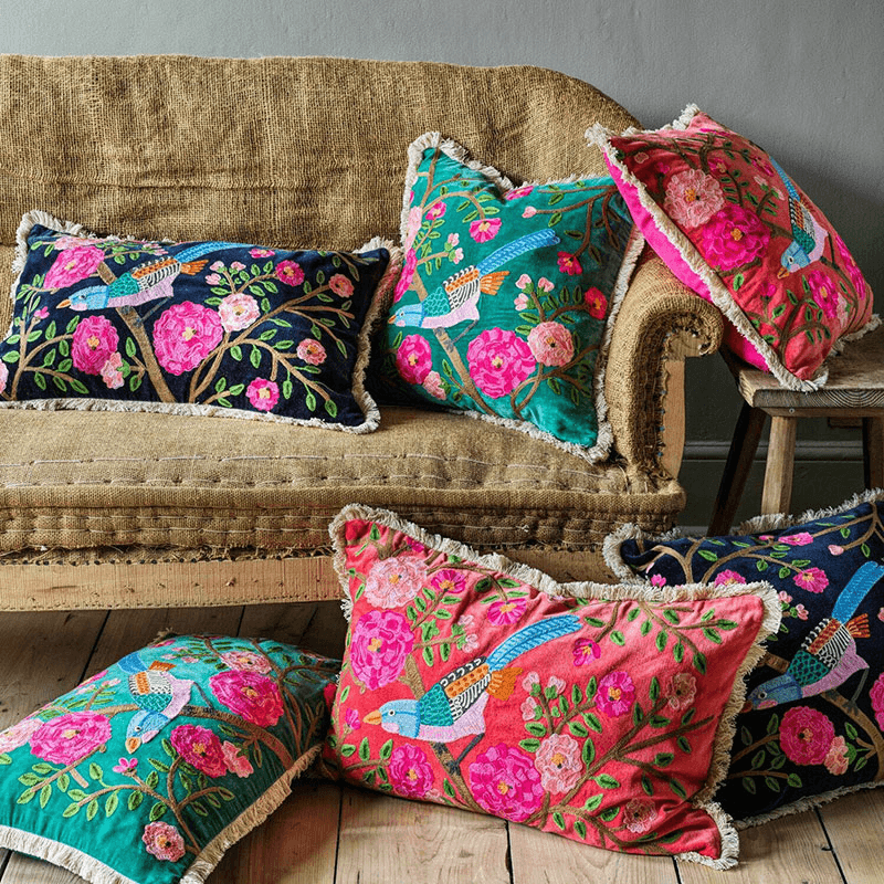 Song Bird Cushion, Navy