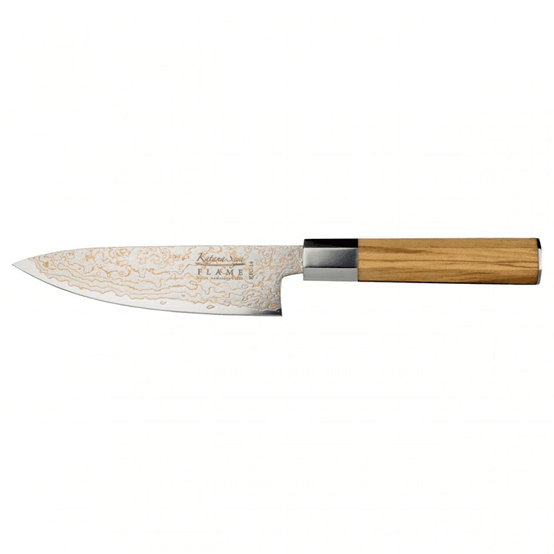Flame Chef's Knife, Olive Wood