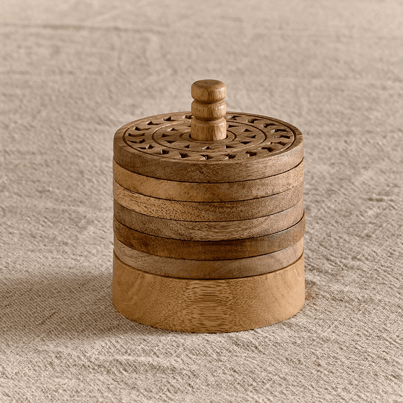 Anali Mango Wood Coasters, Natural