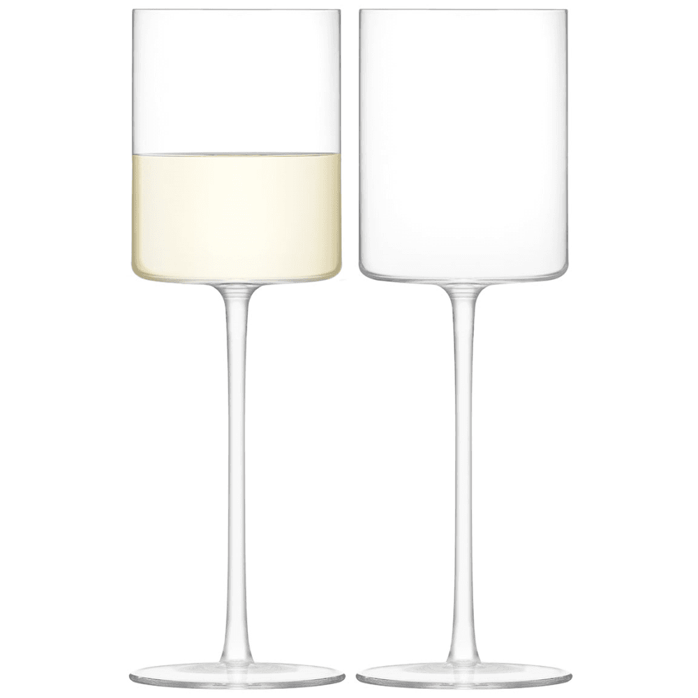 Moderne Set of 2 White Wine Glasse, Clear