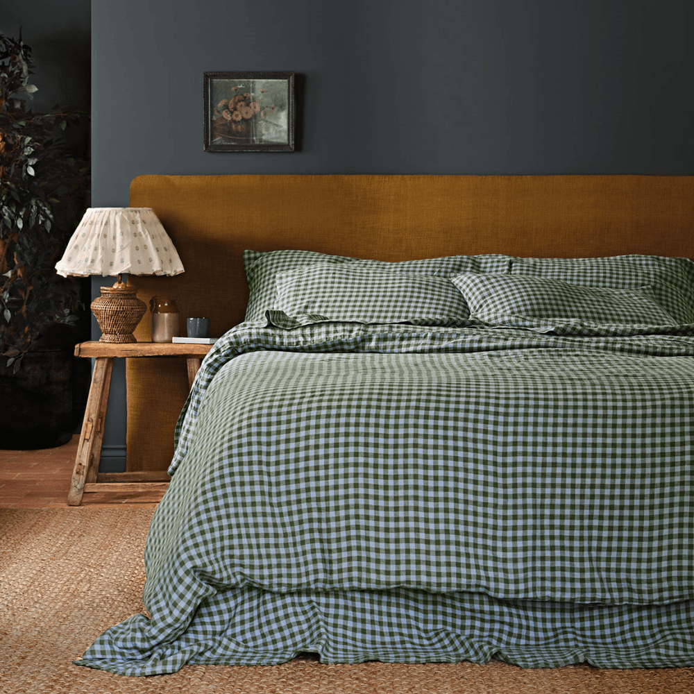 Gingham Linen Blend Duvet Cover