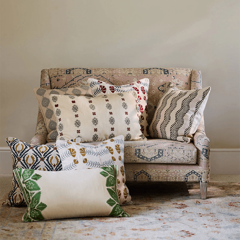 Highweald Cushion Cover, Red/Air Force Blue