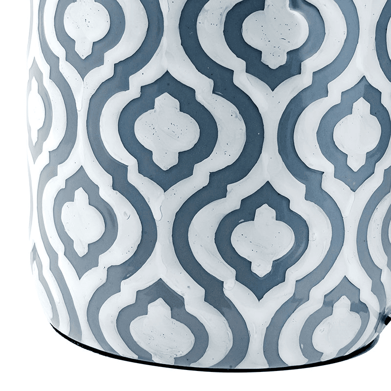 Ceiia Table Lamp with Linen Drum Shade, Grey & White