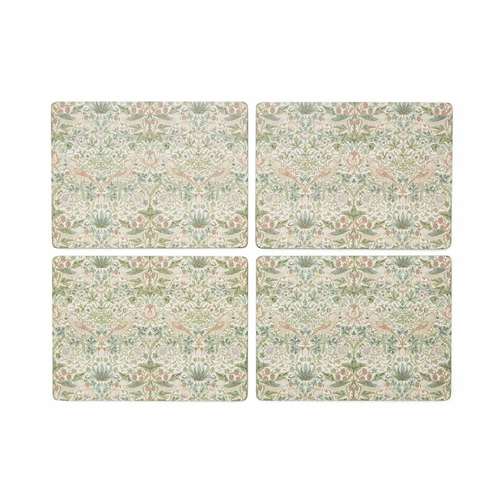 Strawberry Thief Set of 4 Placemats, Green