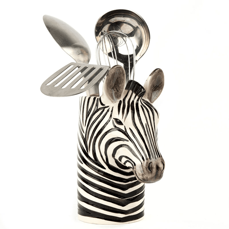 Zebra Utensil Pot, Black/White