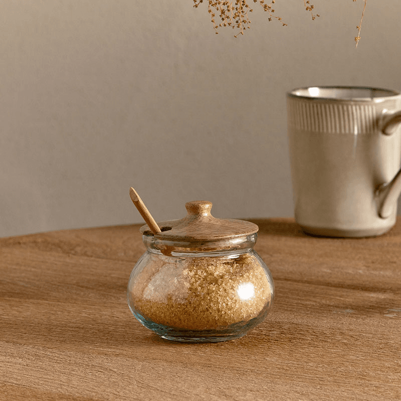 Kali Round Storage Jar, Natural & Clear