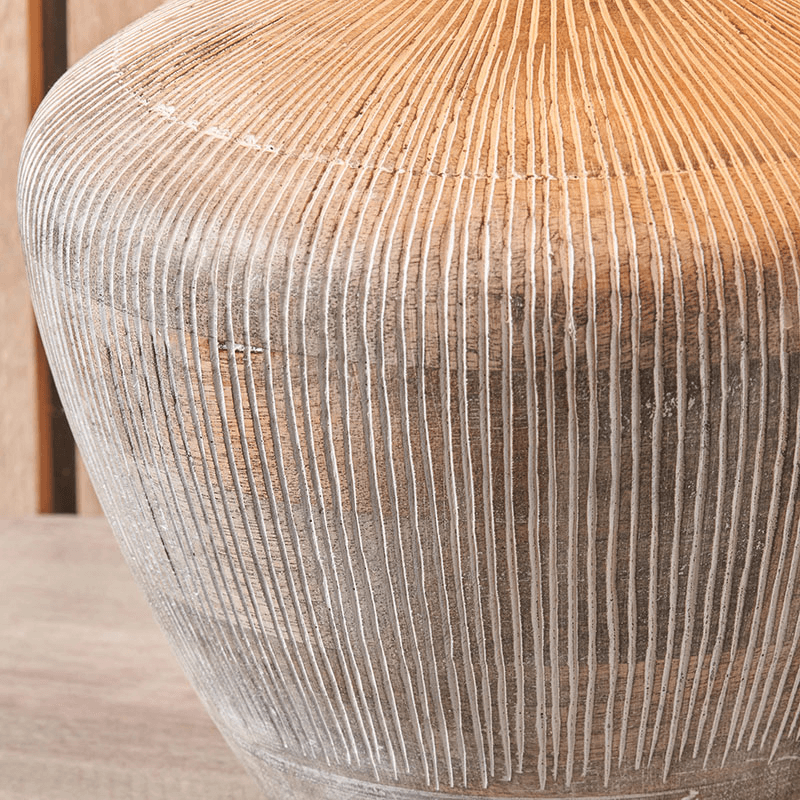 Manaia Textured Table Lamp with Linen Drum Shade, White Wash