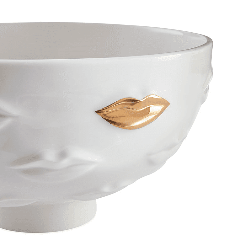 Gilded Gala Lips Bowl, White