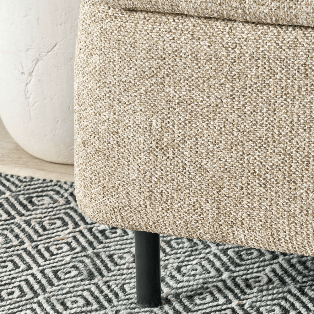 Else Textured Buttoned Storage Ottoman, Mocha Marl Chenille