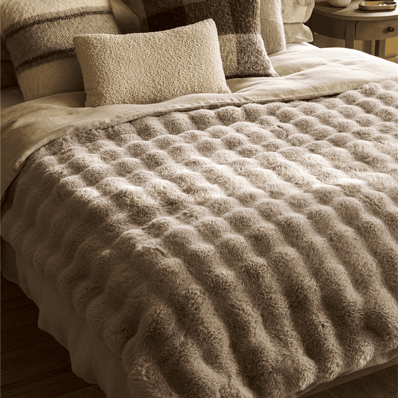 Downington Faux Fur Throw, Truffle