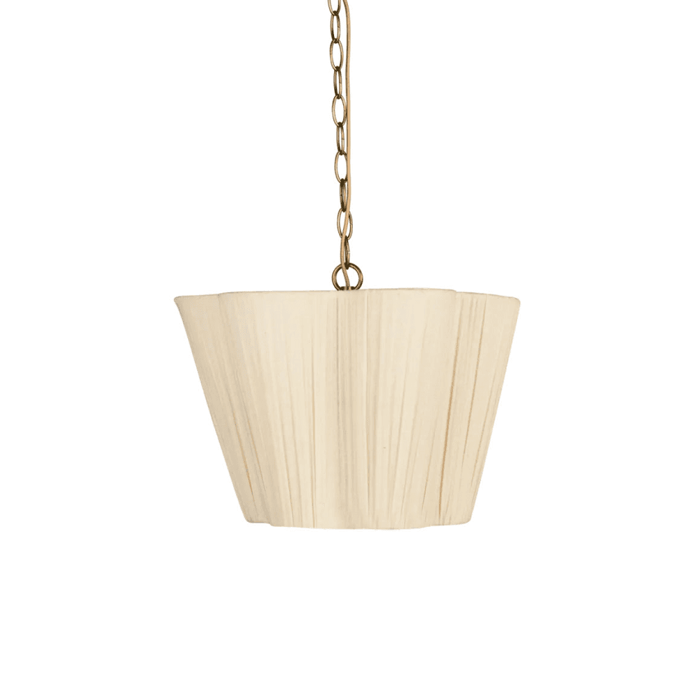 Cecile Gathered Linen Pendant, Natural