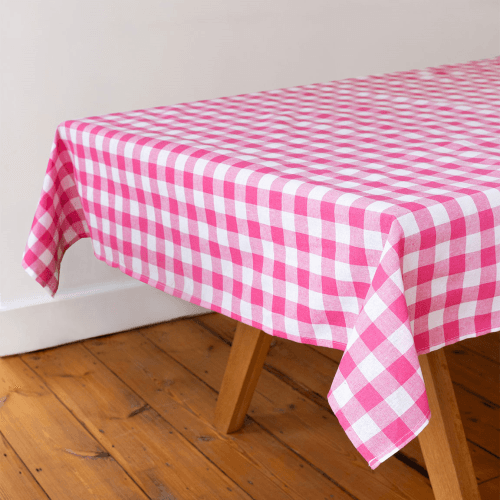 Image showing the Bon appetit Gingham Fabric Tablecloth, Raspberry product.
