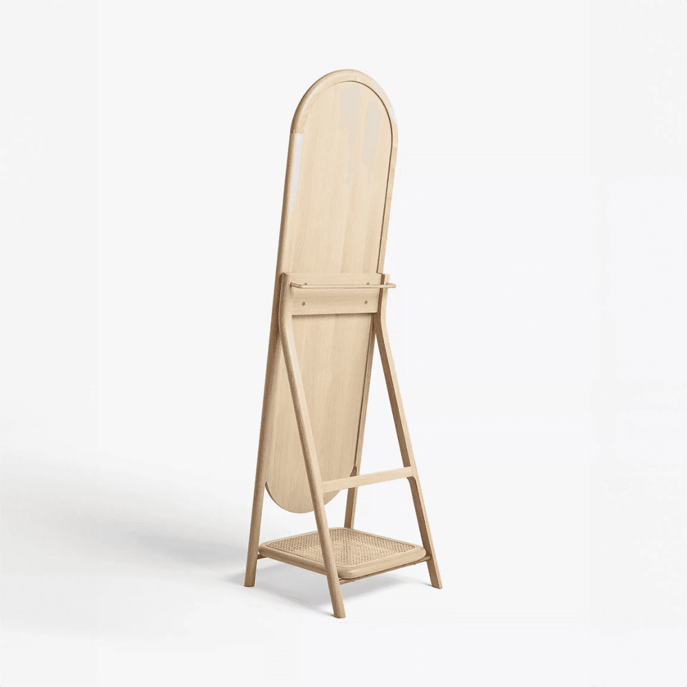Rattan Freestanding Mirror, Oak