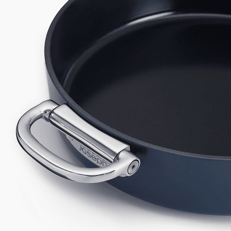 Space Folding Handle Ceramic Non-Stick Cookware Set, Midnight Blue