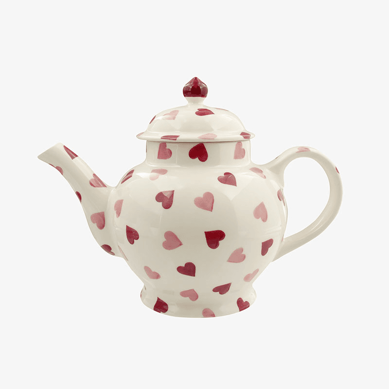 Pink Hearts Teapot, Cream