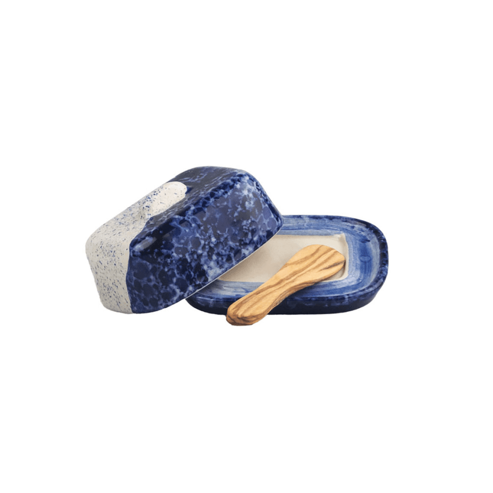 Wave Mini Butter Dish & Knife Set, Blue