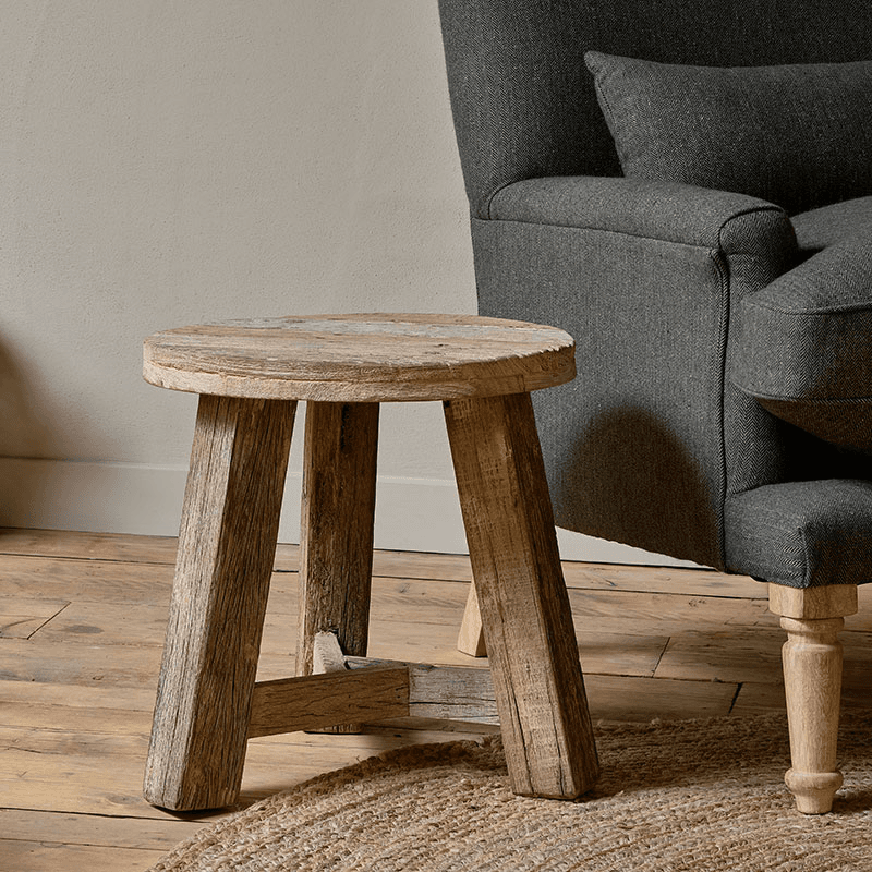 Ibo Reclaimed Wood Round Side Table, Natural
