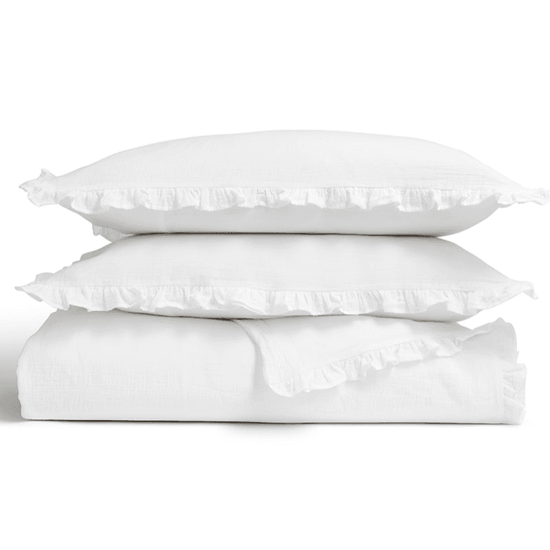 Organic Retreat Ruffle Duvet Set, White