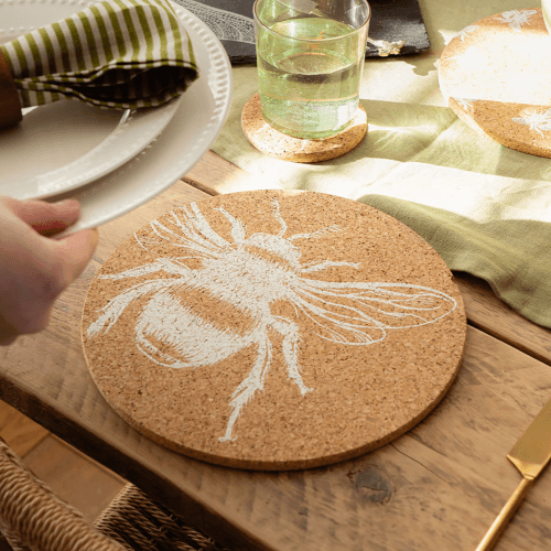 Image showing the Bee Set of 4 Coasters & Placemats Set, Natural product.