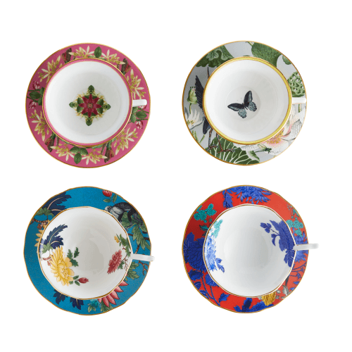 Image showing the Wonderlust Set of 4 Tea Cup & Saucers, Floral product.
